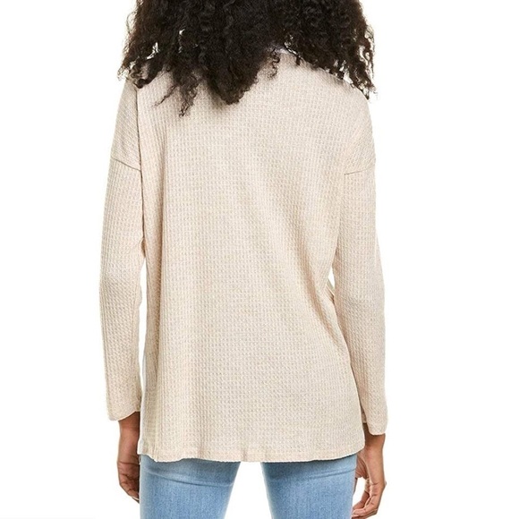 New Bobeau Colorblock Lightweight Open Front Cardigan in Oatmeal and Ivory - Picture 3 of 9
